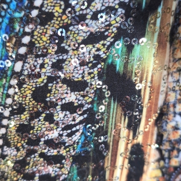 Impulse California 3/4 Sleeve Fun Multicolor Animal Print Top Size LP - Picture 3 of 5